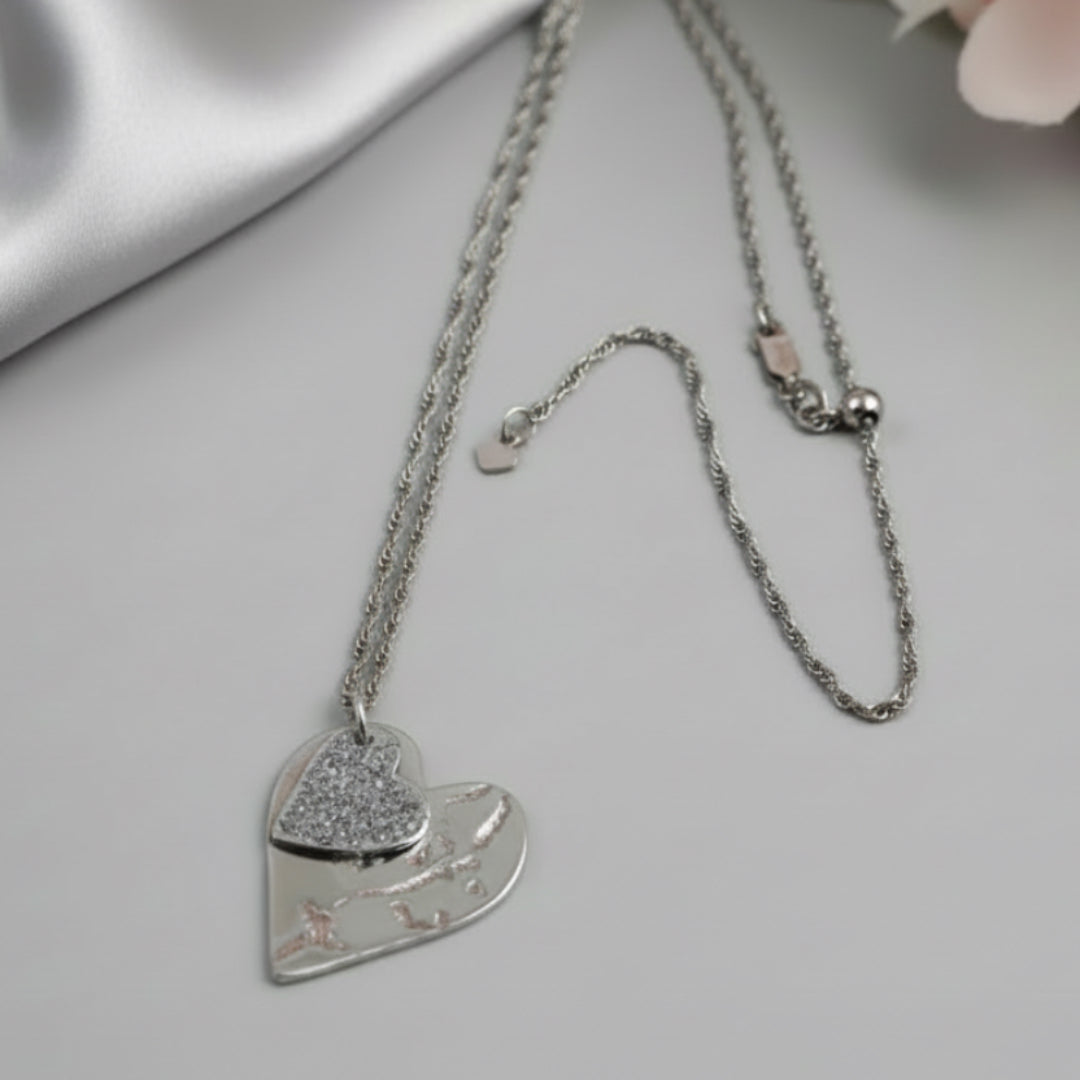 Heart-shaped pendant necklace with oxidized finish by Arlana Exquisite Styles