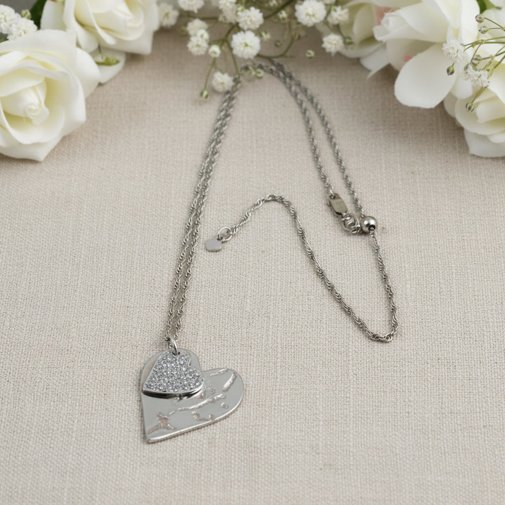 Heart shaped pendant necklace with oxidized finish by Arlana Exquisite Styles