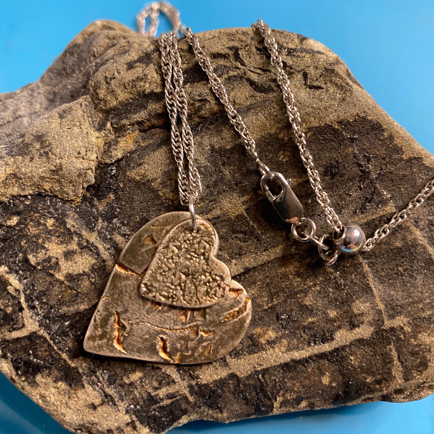Oxidized Double Heart Pendant