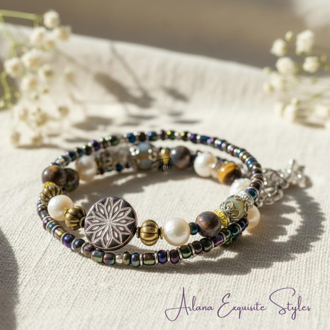 Gemstone Bracelet with sterling silver accents and stainless steel eternity clasp.