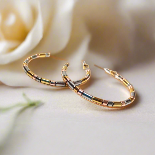 Half Hoop Fashion Earrings Silver and Gold