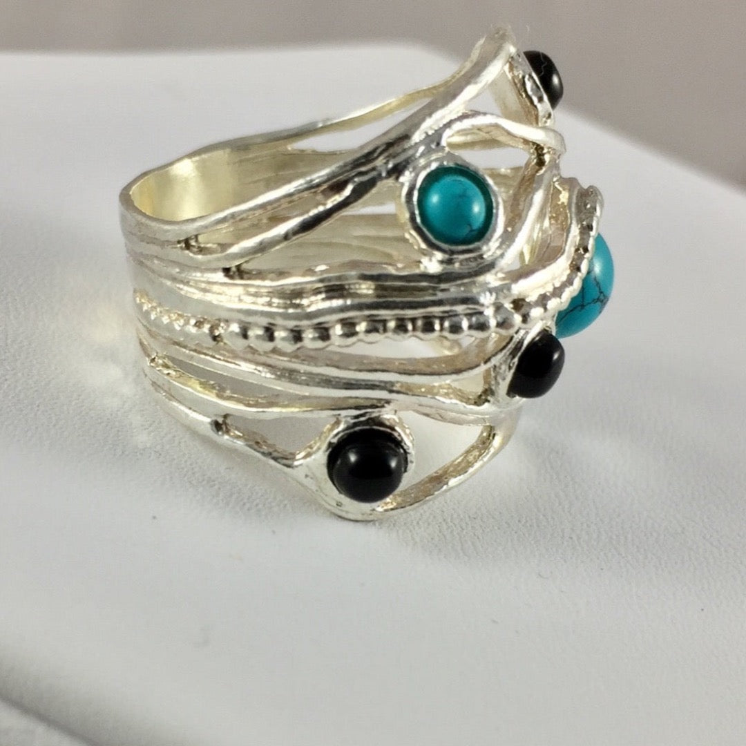 turquoise-onyx-ring-sterling-silver