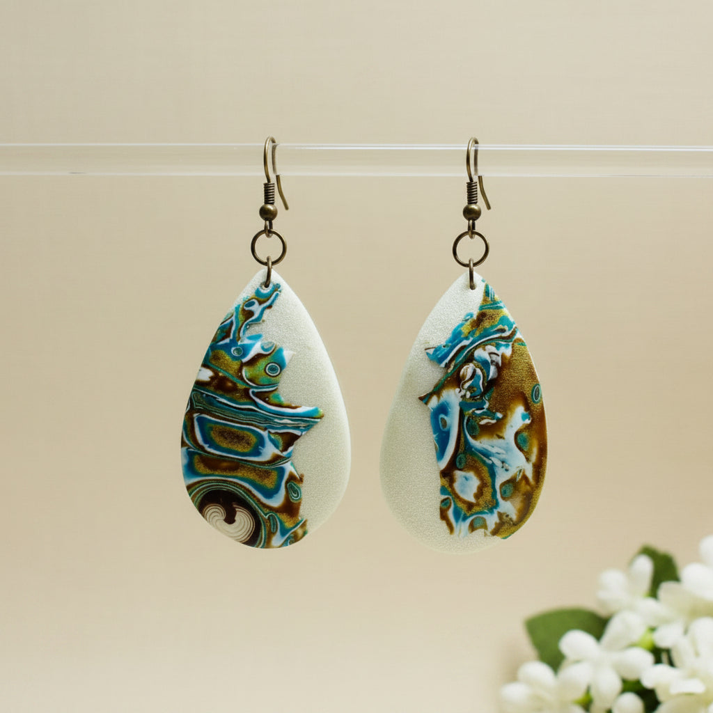 Mokume Gane Teardrop Earrings