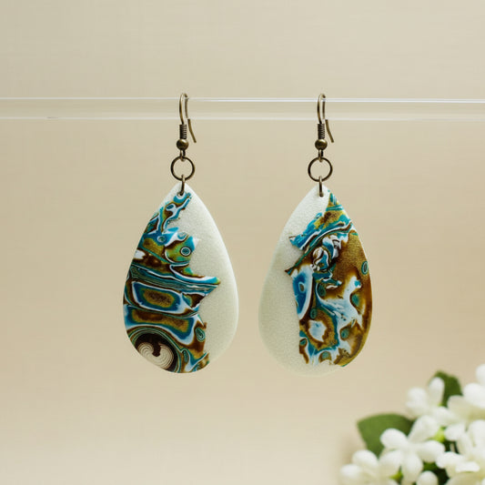 Mokume Gane Teardrop Earrings