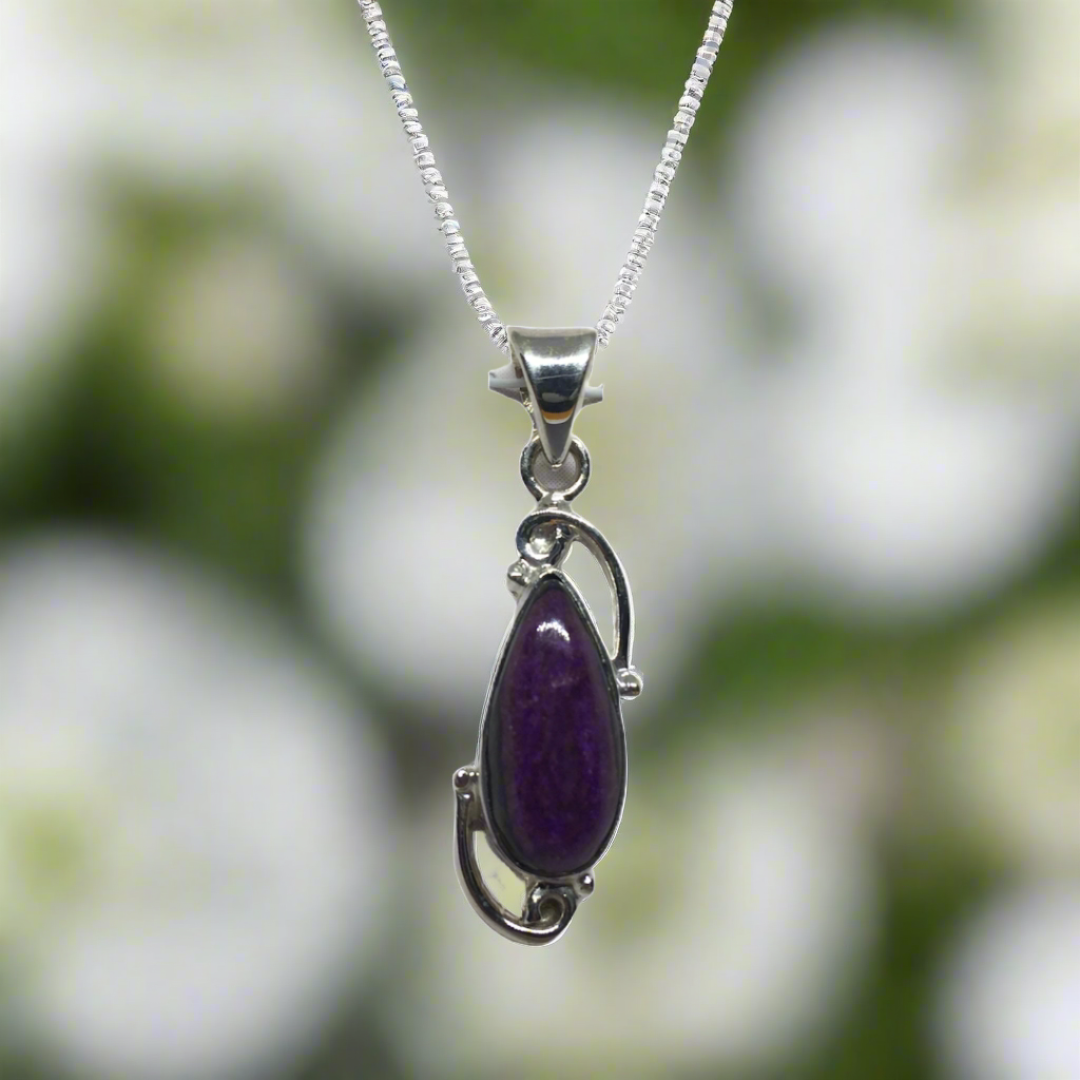 Sterling-silver-sugilite-pendant-deep-plum-colour