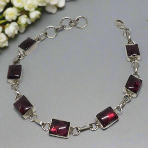 garnet-silver-fashion-bracelet-handmade