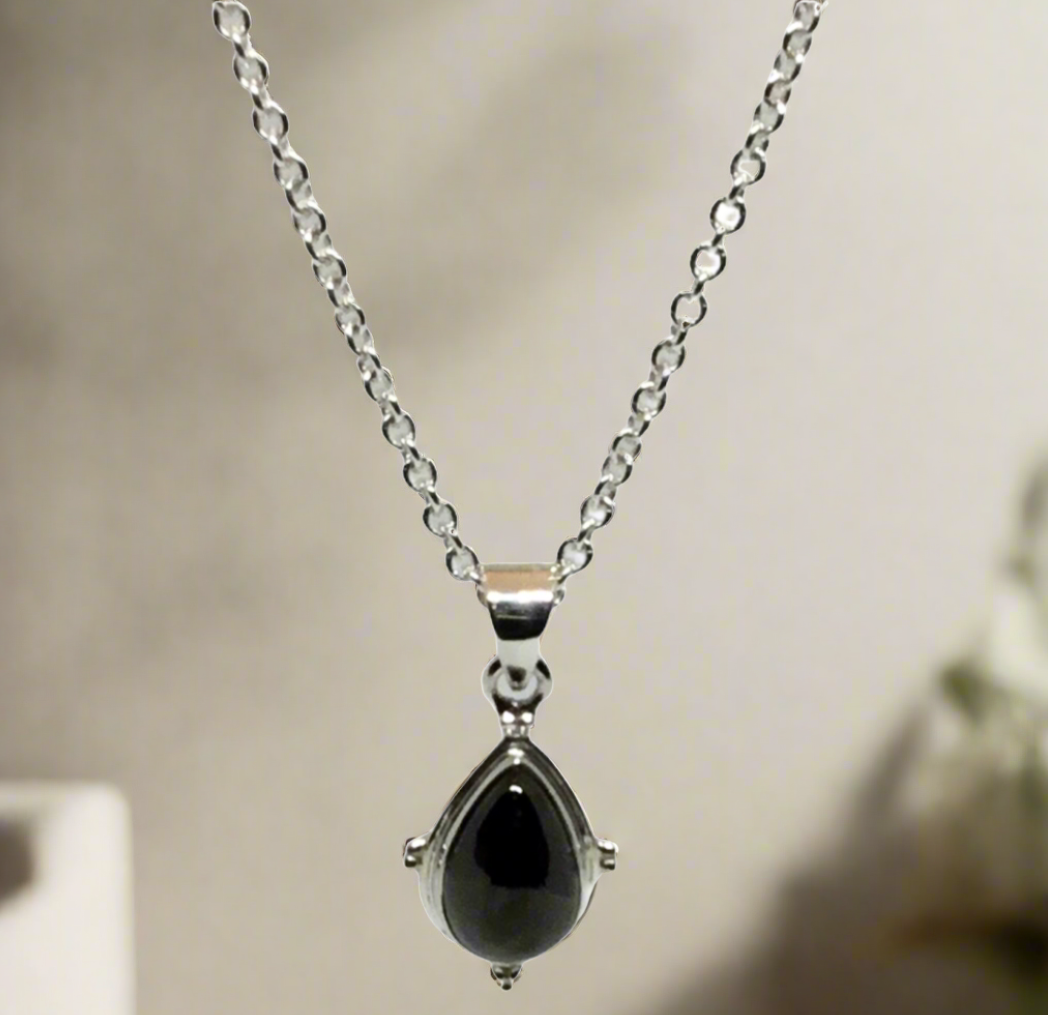 Elegant Shungite pendant with sterling silver chain